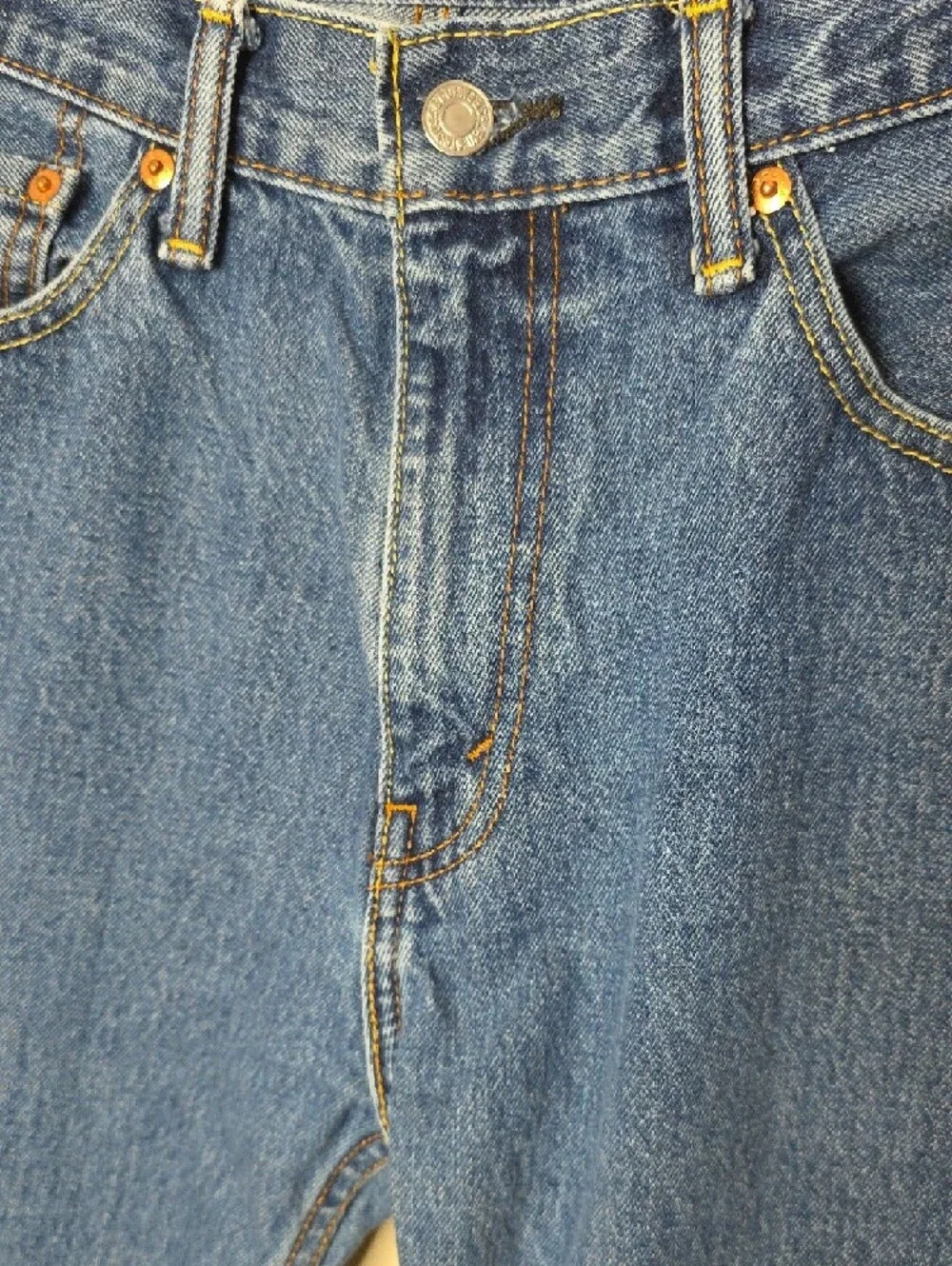Levi's 505 Regular Straight Leg Medium Stonewash Blue Denim Jeans Men's 33x30